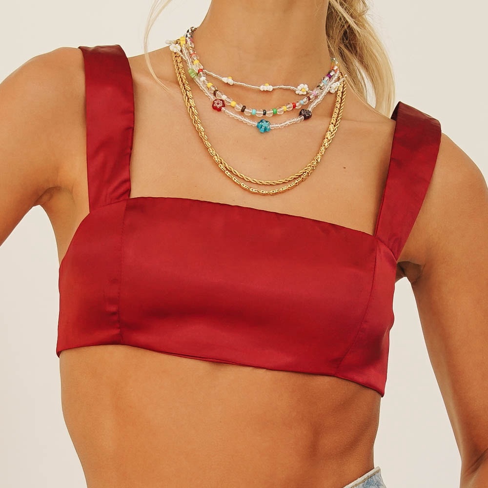 Verge Girl Wine Fitted Crop Tank Top